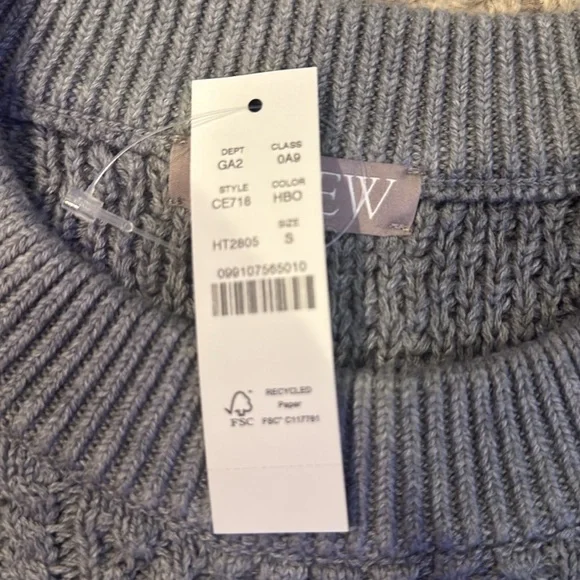 NWT! J. Crew Cotton Cable Knit Crew Neck Sweater - Picture 5 of 7